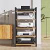 5-Tier AV Media Stand Corner Wooden Corner Component Cabinet Stereo Audio Rack, Adjustable Open Wooden Audio Video Media Cabinet for Home/Office/Audio Video/DJ/Theater, 50x40x100cm view 3