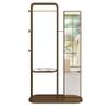 Coat Rack Freestanding Creative Coat Rack Floor-standing Bedroom Hanger with Mirror Full-body Fitting Mirror Multi-functional Rack Rack For Clothes To Hang, 100*35*180cm view 1