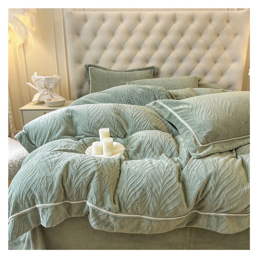 YUSIWOAL Duvet Cover Set Winter Fluffy Duvet Cover Set, 4 PCS Milk Fluffy Plush Duvet Cover Set, Super Soft and Warm Flannel Bedding Set Duvet Cover Full (Color : 2, Size : 2.0m Bed 220x240cm)