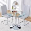 gopop Glass Round Table Set for 2, 3 Piece Dining Table Set for Kitchen Breakfast Nook, Small Kitchen and Table Chairs Set of 2 with Metal Frame for Small Space. view 1