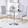 gopop Glass Round Table Set for 2, 3 Piece Dining Table Set for Kitchen Breakfast Nook, Small Kitchen and Table Chairs Set of 2 with Metal Frame for Small Space. view 2