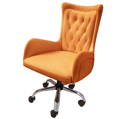 Classic Swivel Task Chair with Tilt Function Backrest, Adjustable Height Office Chair, PU Leather Executive Desk Chair for Girls, Women, Study, Living Room, Orange