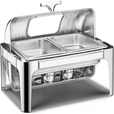ELUKHT Buffet Server & Heater - Kitchenware New Stainless Steel Double Hot Pot, Catering Buffet Food Warm Tray, Dining Food Pot for Event Catering Banquets. (Double)