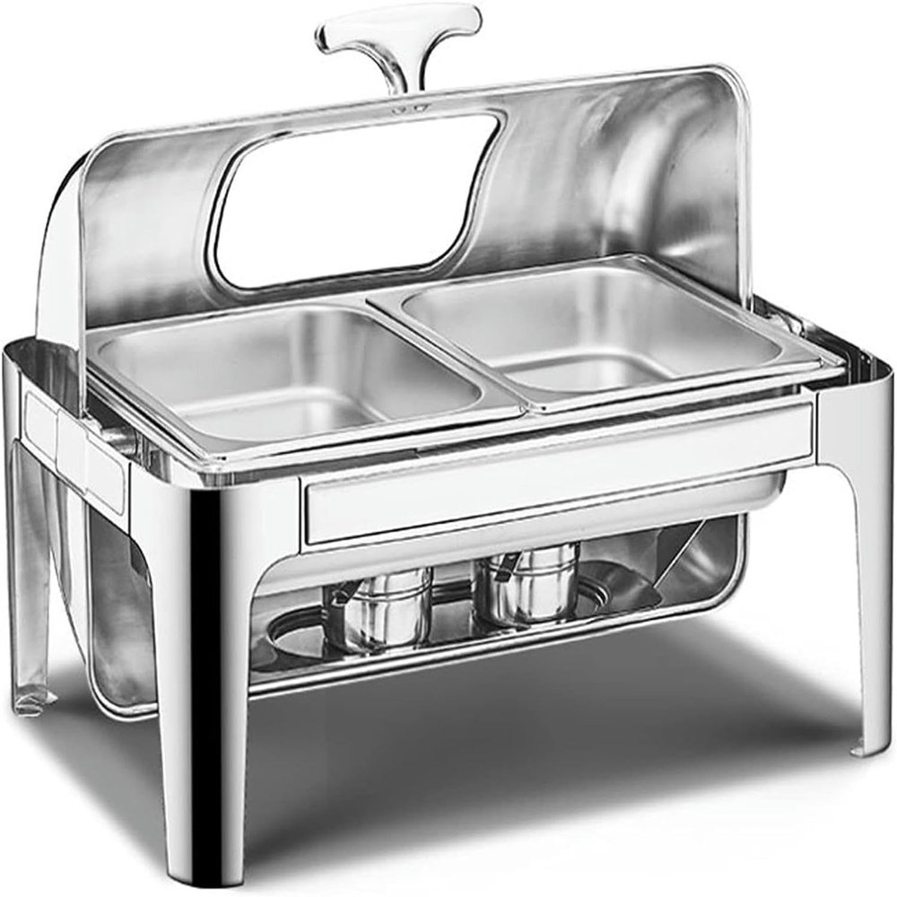 ELUKHT Buffet Server & Heater - Kitchenware New Stainless Steel Double Hot Pot, Catering Buffet Food Warm Tray, Dining Food Pot for Event Catering Banquets. (Double)