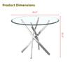 Henf 3 Piece Round Glass Dining Table Set, Modern Small Dining Table Set for 2, Circle Silver Kitchen Set with Glass Tables and 2 PU Leather Chairs for Kitchen Dining Cafe view 4
