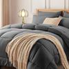 Newspin Twin XL Comforter Set Dark Grey - Bed in a Bag Twin XL Size 5 Pieces, All Season Bed Set, Fluffy Comforter Set with Sheets, Sheet Set Quilt Blanket, Pillowcases & Shams view 1