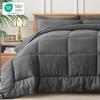 Newspin Twin XL Comforter Set Dark Grey - Bed in a Bag Twin XL Size 5 Pieces, All Season Bed Set, Fluffy Comforter Set with Sheets, Sheet Set Quilt Blanket, Pillowcases & Shams view 2