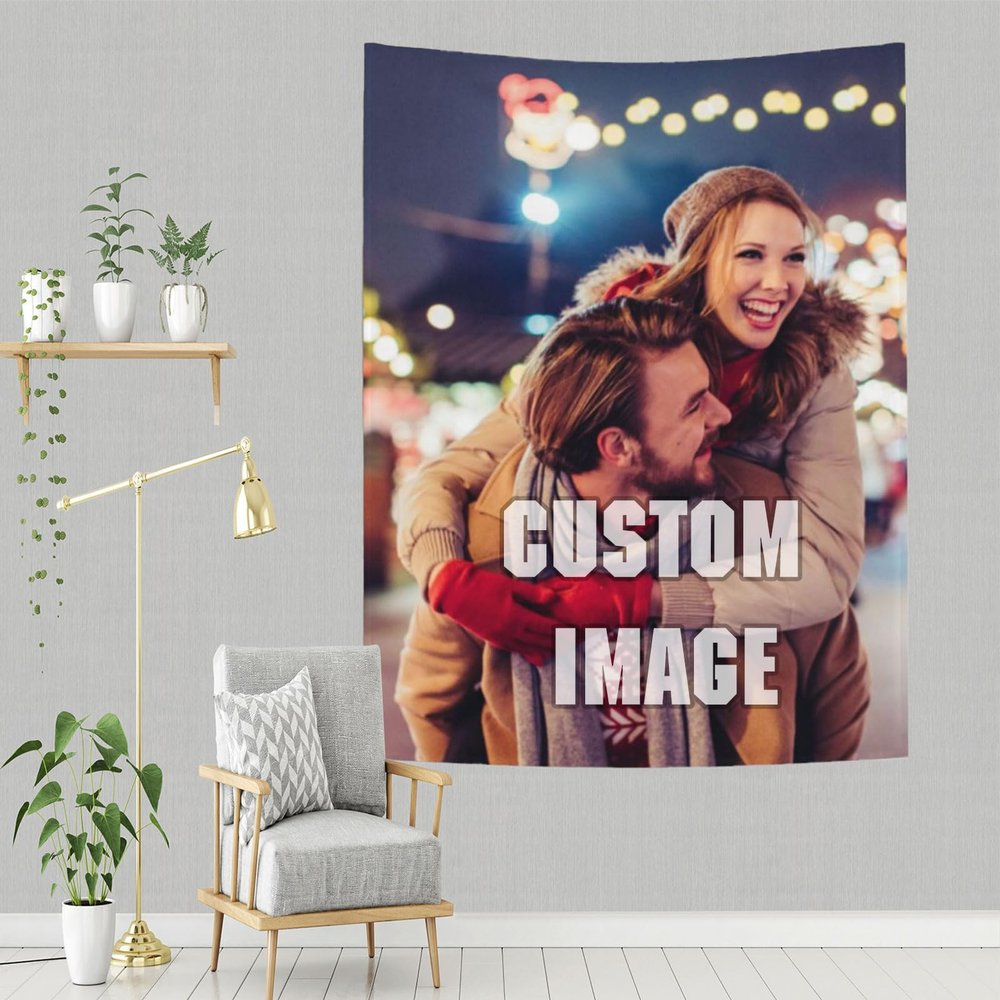 GYETPONG Personalized Custom Tapestry Print Any of Your Design Photo/Text/Logo Custom Wall Tapestry Funny Backdrop Wall Hanging Art Decor (37''WX29''L)
