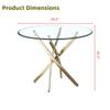 Henf 3 Piece Round Glass Dining Table Set, Modern Small Round Dining Room Table Set for 2, Circle Gold Kitchen Set with Glass Tables and 2 PU Leather Chairs for Kitchen Dining Cafe view 4