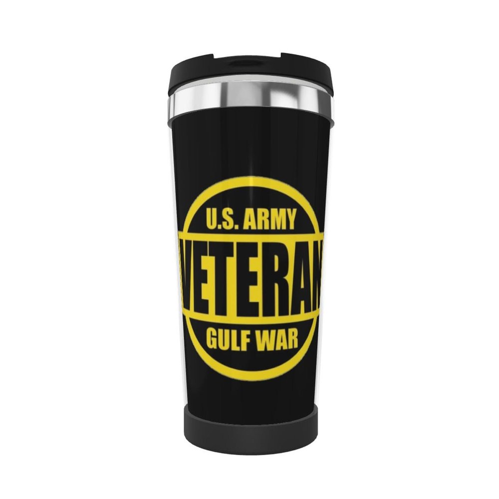 WOLEN US Army Gulf War Veteran Stainless Steel Reusable Coffee Mug Double Lnsulated Cup 14 OZ, Black