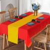 8Pack Disposable Plastic Party Tablecloths and Satin Table Runner Set Red and Gold Dot Table Cloth Gold Satin Table Runner for Wedding Birthday Baby Shower Anniversary Holiday Party Decorations view 4