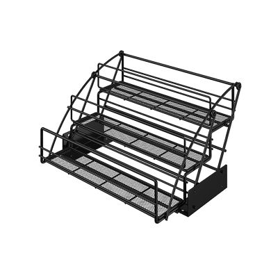 DAIKK 3-Tier Upper Kitchen Cabinet Storage Chrome, Convenient Sliding Under Shelf for Space-Saving, Inner Hanging Space Saving Plate Lift for 10" Upper Cabinets (Color : Black, Size : 14.6"x11"x8.3")