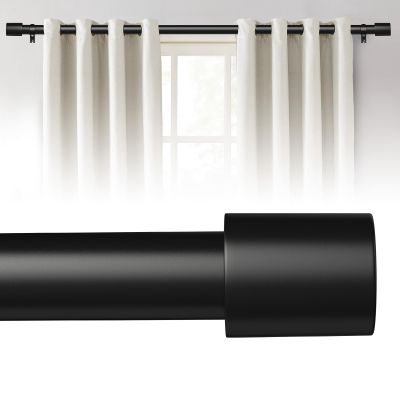 Curtain Rods for Windows 48 to 84 Inches, 1 Inch Diameter Adjustable Black Curtain Rod, Heavy Duty Modern curtain rod with Aluminium Finials, 32"-90"
