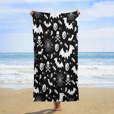 LNDDYTP Modern Bat Pumpkin Skull Beach Towels Super Absorbent Quick Dry Fluffy,Rustic Halloween Boys Girls Room Decor Spider Web Prints Beach Towel for Pool Bath Towels 63"" L X31 W, 160x80cm