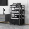 JIAHESHYP Movable 3/4-Tier Shelves Audio Video Media Stand Cabinet with Height Adjustable, Media Storage Cabinet, Modern AV Cabinet, Storage for Entertainment Stereo Component (Size : 3-Tier) view 1