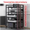 JIAHESHYP Movable 3/4-Tier Shelves Audio Video Media Stand Cabinet with Height Adjustable, Media Storage Cabinet, Modern AV Cabinet, Storage for Entertainment Stereo Component (Size : 3-Tier) view 4