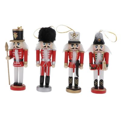 Xiaojikuaipao Vintage Style Decorative 4pcs Nutcrackers Puppet Figures Doll for Christmas Tree Decor
