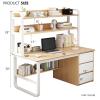 ZLGONRL Home Office Desk with 3 Drawer Computer Desk with Hutch and Bookshelf, Industrial Study Writing Table Workstation (Black Walnut 39 Inch) view 2