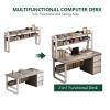 ZLGONRL Home Office Desk with 3 Drawer Computer Desk with Hutch and Bookshelf, Industrial Study Writing Table Workstation (Black Walnut 39 Inch) view 4