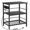 HOOBRO Kitchen Island with Storage, Kitchen Island Table with Power Outlet, 35.4" L 3 Tier Coffee Station and Microwave Stand, for Home, Kitchen and Dining Room, Black BB021ZD01 view 1