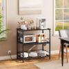 HOOBRO Kitchen Island with Storage, Kitchen Island Table with Power Outlet, 35.4" L 3 Tier Coffee Station and Microwave Stand, for Home, Kitchen and Dining Room, Black BB021ZD01 view 2