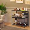HOOBRO Kitchen Island with Storage, Kitchen Island Table with Power Outlet, 35.4" L 3 Tier Coffee Station and Microwave Stand, for Home, Kitchen and Dining Room, Black BB021ZD01 view 4
