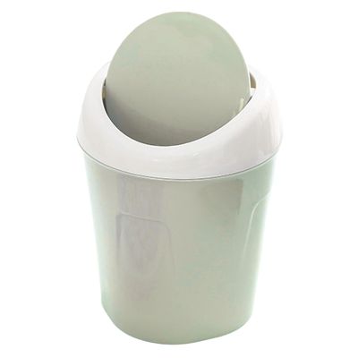 MINGZHE Desktop Trash Can Small Mini Plastic Table Garbage Bin with Swing Lid for Living Room Coffee Table Waste Bin Container Cabinet Bedroom Bathroom(Green)
