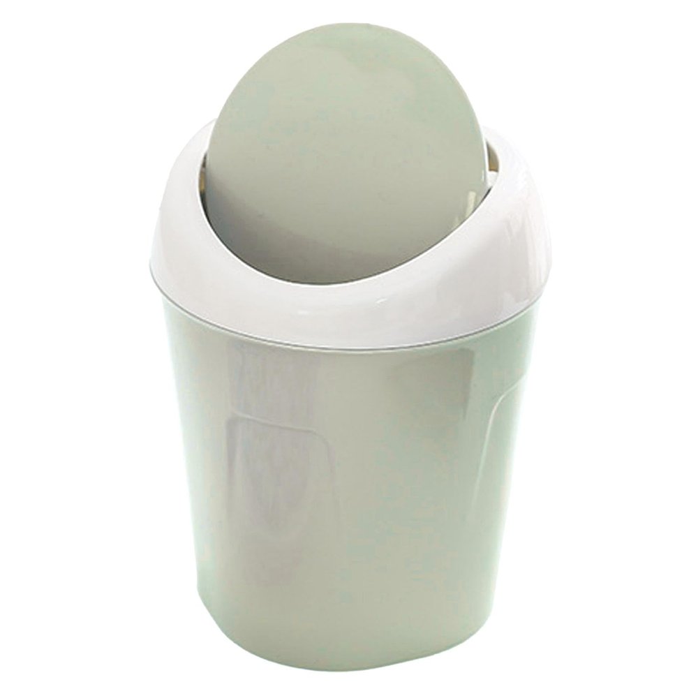 MINGZHE Desktop Trash Can Small Mini Plastic Table Garbage Bin with Swing Lid for Living Room Coffee Table Waste Bin Container Cabinet Bedroom Bathroom(Green)