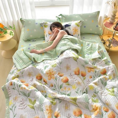 Summer Quilt Bedding Modern Air Condition Quilt Cotton Breathable Comforter Print Floral Quilts Bedspread Queen/California /King Size Machine Washable & Easy to Care ( Color : #12 , Size : 150x200cm/