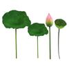 Cabilock Artificial Lotus Bud and Leaf Flower Arrangement Chic Decorative Tabletop Faux Plant for Home Decor Includes Small and Medium Lotus Leaves and Buds No Maintenance Required view 1