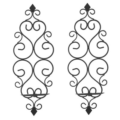 Cabilock Hanging Candle Holders for Wall 2 Pack Black Iron Wall Sconce Candlestick Holder for Decorative Use