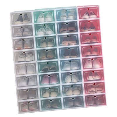 MAGICLULU 6pcs Stackable Shoe Storage Box Thicken Plastic Organizer for Sneakers Small Pink for Closet Entryway under Bed Storage