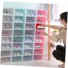 MAGICLULU 6pcs Stackable Shoe Storage Box Thicken Plastic Organizer for Sneakers Small Pink for Closet Entryway under Bed Storage view 2