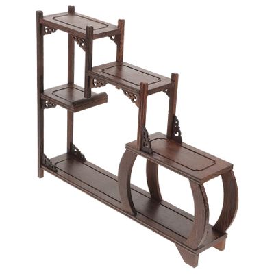 Cabilock Wooden Curio Display Stand Antique Storage Rack for Home Elegant Craftsmanship Versatile Shelf for Living and Office Solid Wood Construction