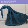 Bigacogo Chunky Knit Throw Blanket for Couch, 51x63 inches, 100% Hand Knitted with Thick Jumbo Chenille Yarn, Cozy Soft Large Rope Knot Cable Crochet Blankets for Sofa Bed Living Room, Deep Sea Blue view 3