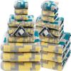 SEMAXE 18-Pack Bath Towel Set Include 6 Bath Towels, 6 Hand Towels, 6 Wash Cloths, 100% Cotton Bathroom Towels with Hanging Loops, Soft and Absorbent Towel, Colorful Towel - Checkered Collection view 1