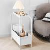 KAMPCO Sofa Side Table, Narrow End Table with Storage Shelf, Metal Chairside Table for Small Spaces, Living Room Bedroom Bedside Nightstand, 52 x 25 x 65 cm, White view 4
