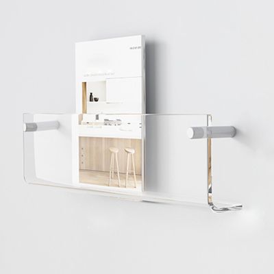 Wall Mounted Magazine Rack, Acrylic Newspaper Holder for Home Cafe Library Waiting Room Break Room Reading Corner, No Drilling File Documents Paper Organizer ( Color : Clear , Size : 40x3.5x16cm/15.7x