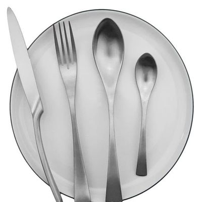 WHIERGGIN Silverware Set, 4/16/24/32/40/48 Pieces Silver Stainless Steel Cutlery And Spoon Set Matte Steak Cutlery (Color : Silver, Size : 1Set-4Pcs)