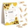 Baby Shower Games - Honey Bee Don't Say Baby Clothespin Game, 1 Sign and 50 Mini Clothespins, Gender Reveal Game, Sunflower Bee Baby Shower Decoration Supplies (JZC17) view 1