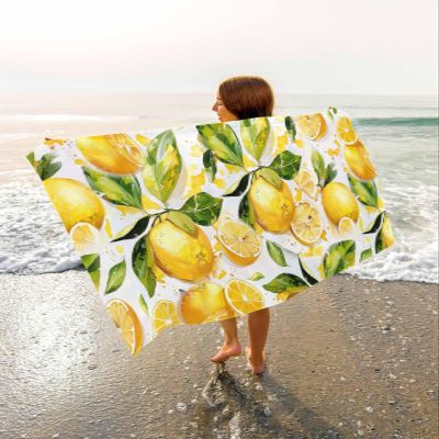 Lemon Summer Beach Towels Oversized Super Absorbent,Lightweight Bath Towel Quick Dry Sets For Bathroom/Pool/Rv Camping/Beach Play/Gym Room/Picnic Botanical Tropical Fruit Watercolor 23"x47"
