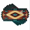 Teal Brown Boho Southwestern Placemats Set of 6, Woven Placemat Washable Wipeable Table Placemat with Pocket, Holiday Cloth Table Mat for Party Kichen Dinner Vintage Ethnic Tribe Geometric Texture view 1