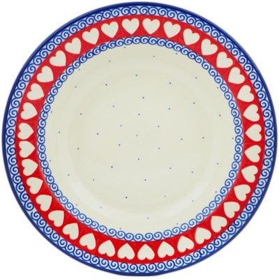 Polmedia Polish Pottery Pasta Bowl 9-inch - Love Struck Pattern Handmade in Boleslawiec Poland by Ceramika Artystyczna + Certificate of Authenticity