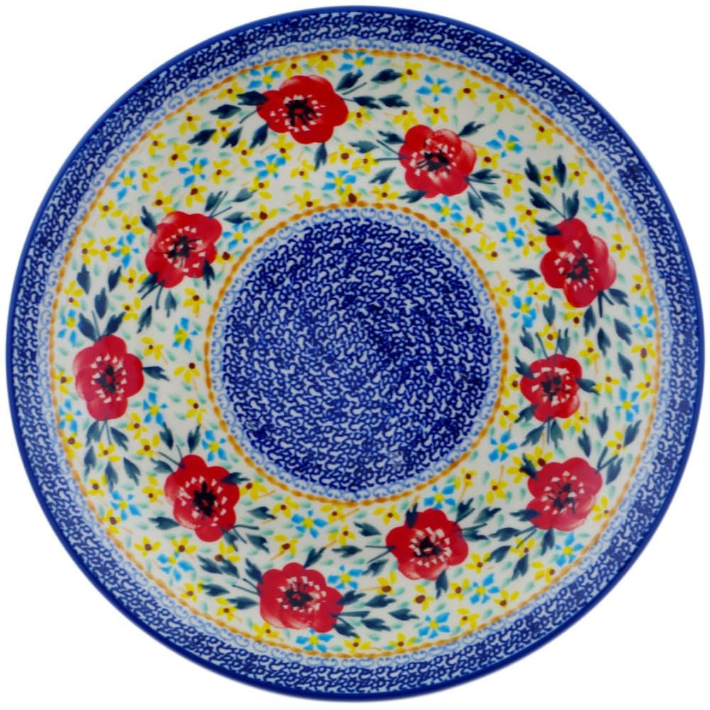 Polmedia Polish Pottery Lunch Plate UNIKAT - Rainbow Field Pattern Handmade in Boleslawiec Poland + Certificate of Authenticity