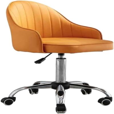 HOBIBA Computer Chair Home Sedentary Backrest Leisure Office Seat Girls Cute Bedroom Student Desk Swivel Chair Office Chairs(Size:A,Color:Orange)