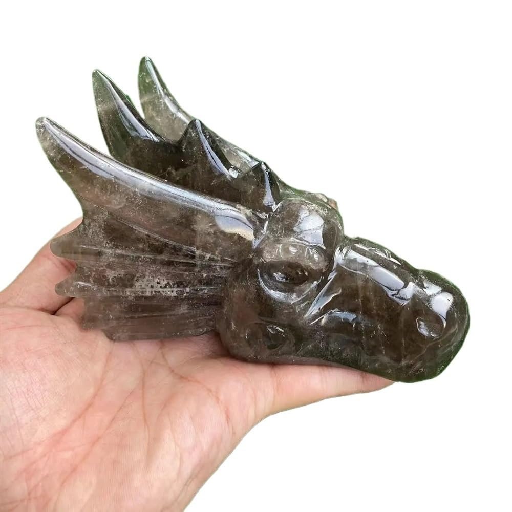 AtkitS Crystal Natural Crystal Dragon Skull Faucet Crystal Sculpture Ornaments Hand Carved Collection Home Decoration
