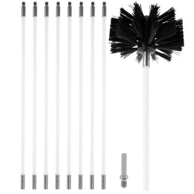TIGAILIAN Chimney Sweep kit Chimney Sweeping Kit, 12 Pieces, Rotating Cleaning Brush, Chimney Sweeping System, Chimney Tool Kit, Drain Pipe, Smoke Hood (Color : 9 Rods, Size : 410mm)