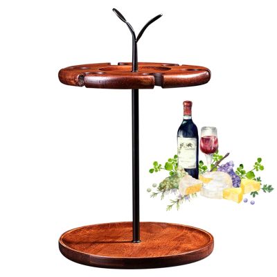 1 Piece Rustic Stemware Rack, 6-Hook Countertop Wine Glass Holder, Tabletop Upside Down Wine Glass Display Stand, for Home/Kitchen/bar Decorative