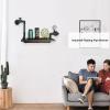 Industrial Pipe Shelving, Wall Mounted 19.6 Inch Rustic Metal Floating Shelves, Bookshelf Storage Shelving, for Bedroom, Bathroom, Living Room Decor, Easy to Assemble view 2