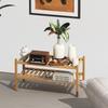 Bamboo Shoe Rack 2-Tier Organizer-Stackable Storage Shelf with Multi-Function Combinations-Free Standing Shoe Racks for Closet,Entryway,Hallway,Bathroom,Living Room Shoe Organization (Natural, 2-Tier) view 4